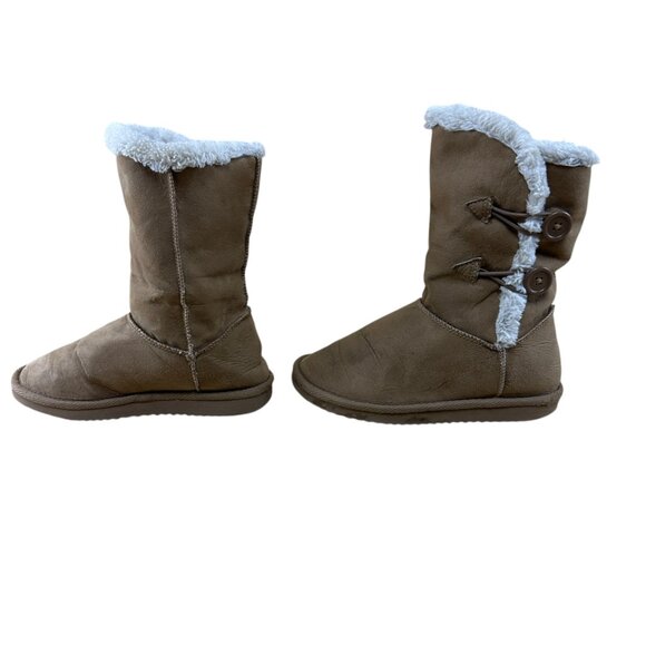 Girls Faux Suede Fur Tan Brown Boots Generic Unbranded Size 1 Winter Casual Warm - Picture 6 of 12